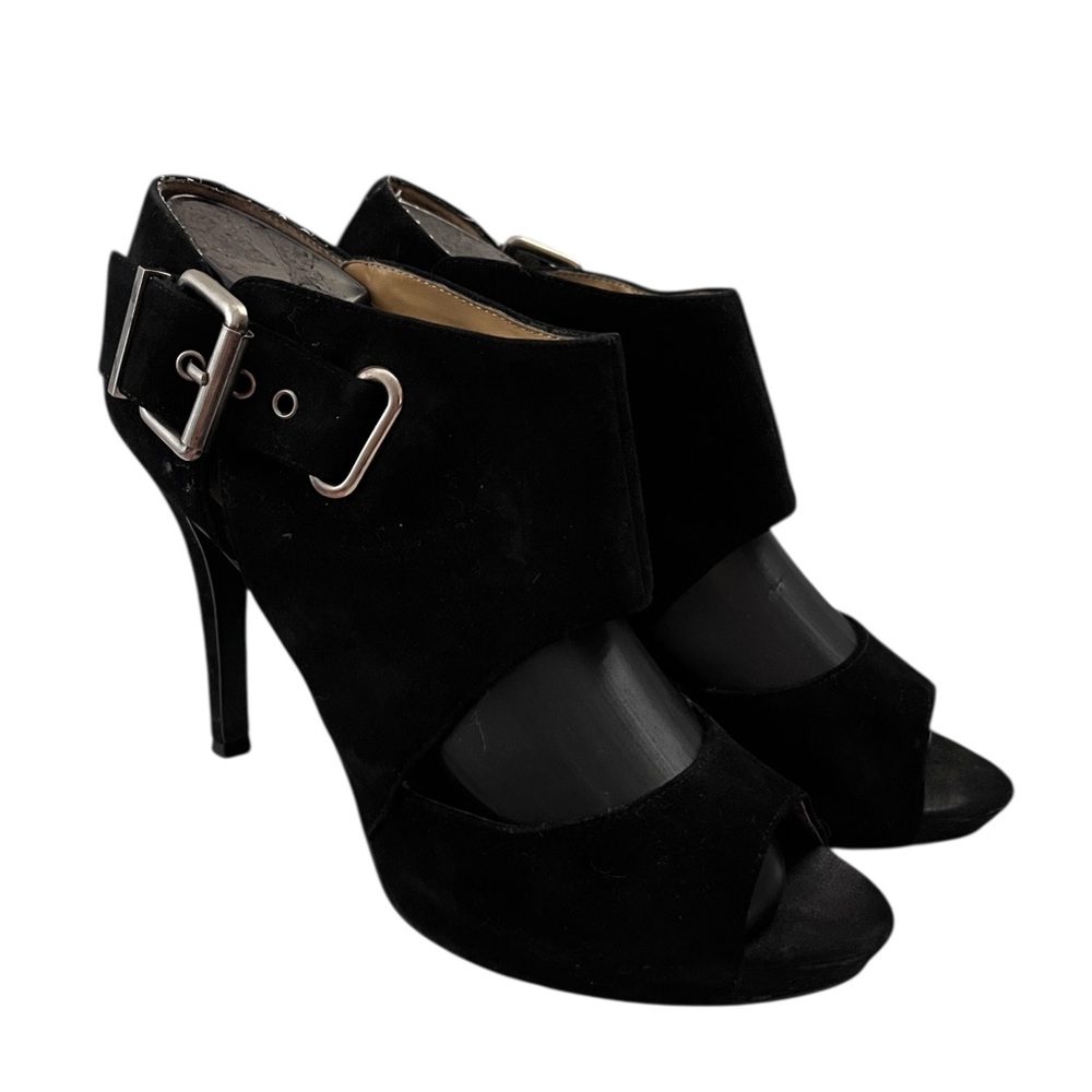 Nine West Theodean Cutout Peep Toe Platform Booties Stiletto Heel Black 8.5M